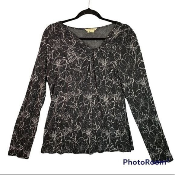 Royal Robbins Belle Rosa Twist Neck Grey White  Shirt Women's large - Picture 2 of 10